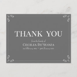 Grå Tack För Sympati Begravning Elegant Enkel Vykort