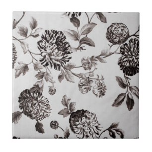 Grå Taupevintage blom- Toile No.2 för fantast Kakelplatta