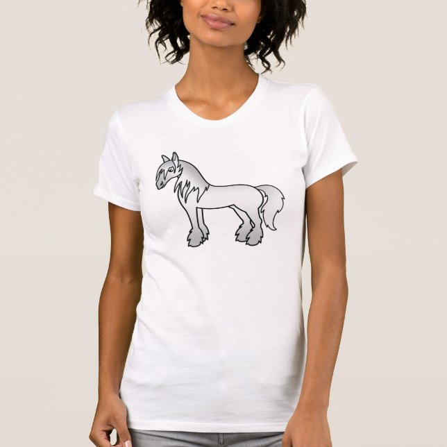 Grå Tecknad Romsk Häst Vanner Shire Clydesdale Tröja (Framsida)