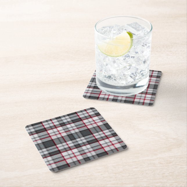 Grå texturerad tartanplaid  underlägg papper kvadrat (Insitu)