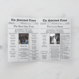 Grå tidningsbröllop tidslinje program berättelse