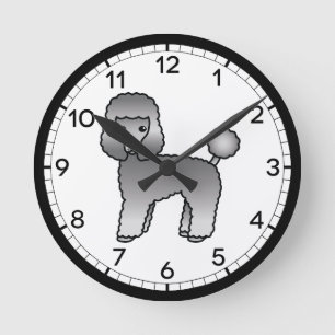 Grå Toy Poodle Serieteckning Hund Illustration Rund Klocka