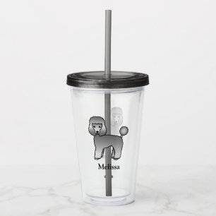 Grå Toy Poodle Söt Tecknad Hund & Namn Take Away Mugg