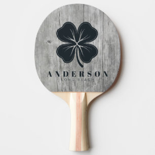 Grå Trä Fyrklöver med Namn Pingisracket