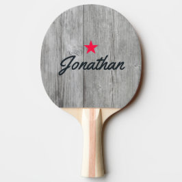 Grå Trä Vintage Stjärna Signatur Pingisracket