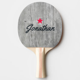Grå Trä Vintage Stjärna Signatur Pingisracket