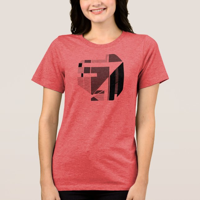 Grå Träkullsvart Geometrisk Abstrakt MCM-look T Shirt (Framsida)