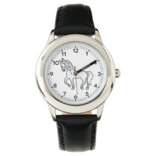 Grå Travhäst Söt Tecknad Illustration Armbandsur