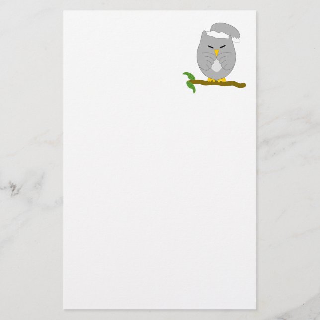 Grå Uggladesign Brevpapper (Framsida)
