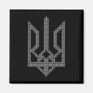 Grå ukrainsk Tryzub-symbol på bröstet - Ukraina Magnet