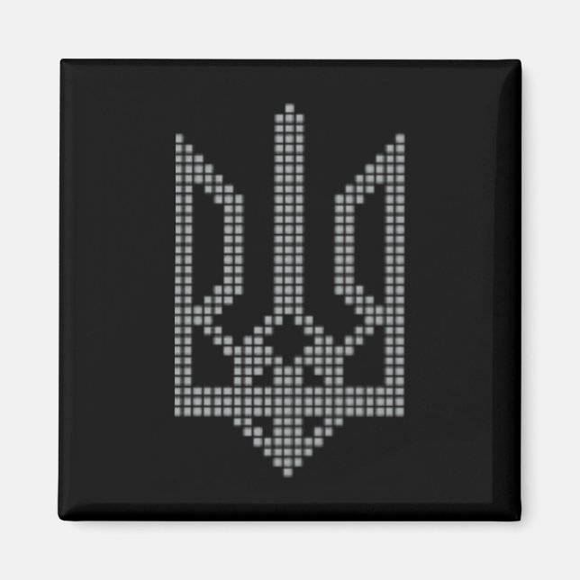 Grå ukrainsk Tryzub-symbol på bröstet - Ukraina Magnet (Framsidan)