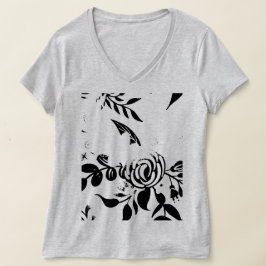 Grå urblekt blommig basic t-shirt, LITEN T Shirt