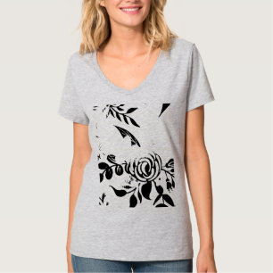 Grå urblekt blommig basic t-shirt, LITEN T Shirt