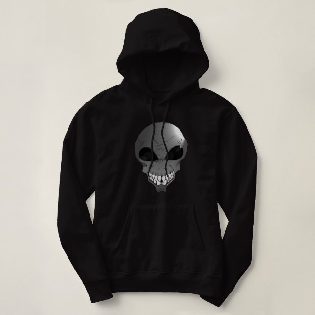 Grå utomjording kvinnors basic sweatshirt med huva tee shirt (Design framsida)