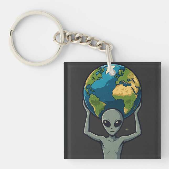 Grå utomjording lyfter Jorden 🌍👽 (Framsidan)