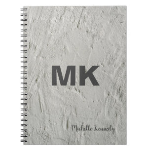 Grå Vägg Monogram Professionell Modern Anteckningsbok