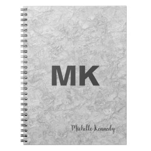 Grå Vägg Monogrammerad Professionell Modern Anteckningsbok