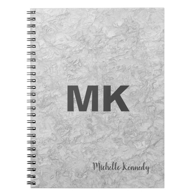 Grå Vägg Monogrammerad Professionell Modern Anteckningsbok (Framsidan)