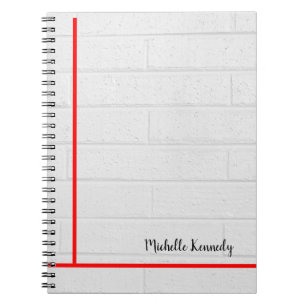 Grå vägg röda linjer minimalistisk professionell m anteckningsbok