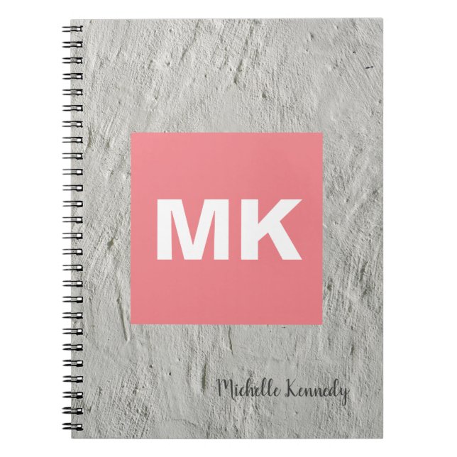 Grå vägg Rosa personlig modern professionell Anteckningsbok (Framsidan)