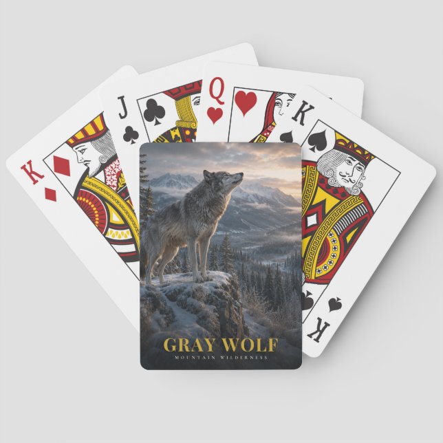 Grå Varg Berg Vildmark DJUR Casinokort (Baksidan)