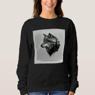 Grå Varg Färg Stänk Krigare Vilda Djur Unik T Shirt