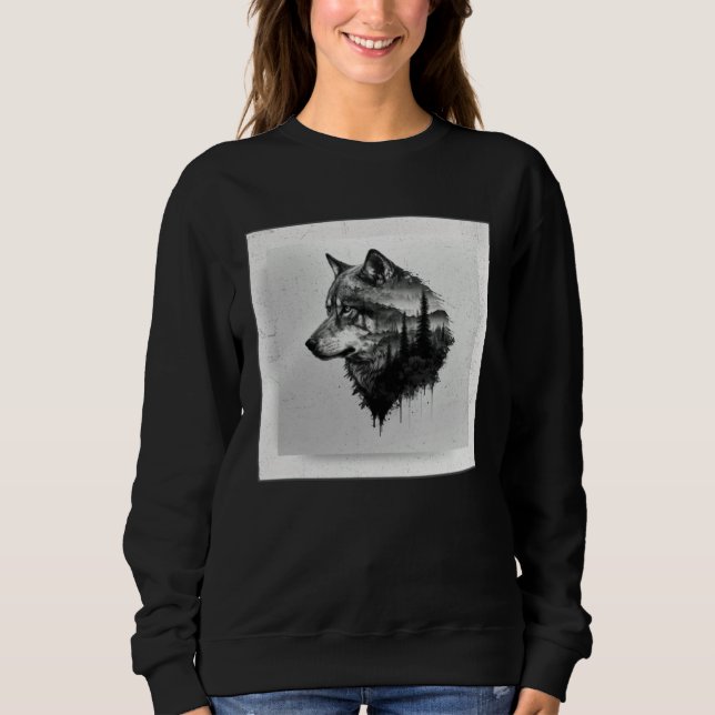 Grå Varg Färg Stänk Krigare Vilda Djur Unik T Shirt (Framsida)