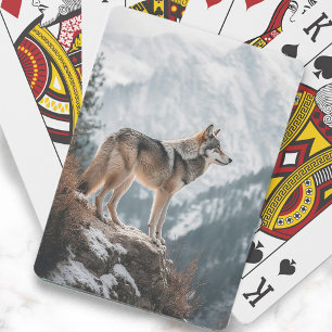 Grå Varg Foto Berg Snö Casinokort