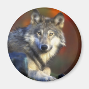 Grå varg, hotade arterDigital fotografi Magnet