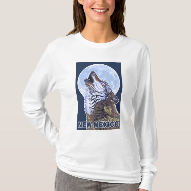 Grå varg HowlingNew Mexico Tee Shirt (Framsida)