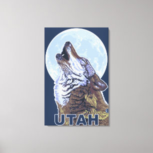 Grå varg HowlingUtah Canvastryck