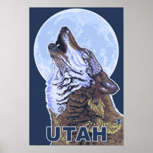 Grå varg HowlingUtah Poster