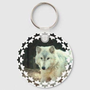 Grå varg Keychain Nyckelring