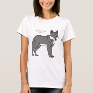 Grå varg med pipan serieillustration t shirt