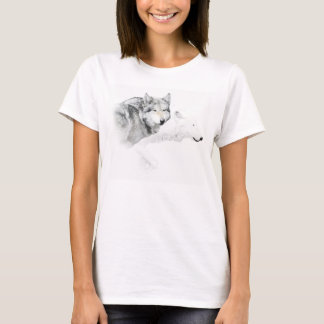 grå varg och vitvarg t-shirt