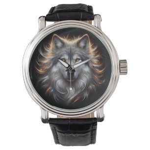 Grå Varg Porträtt eWatch Ur Armbandsur