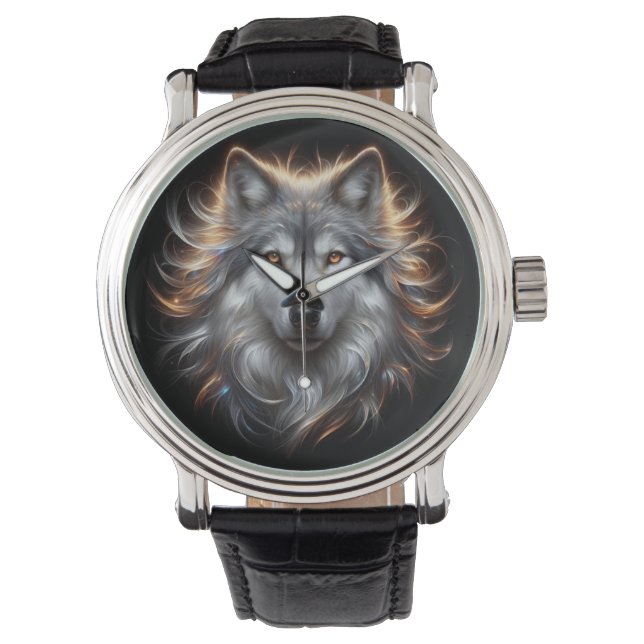 Grå Varg Porträtt eWatch Ur Armbandsur (Framsida)