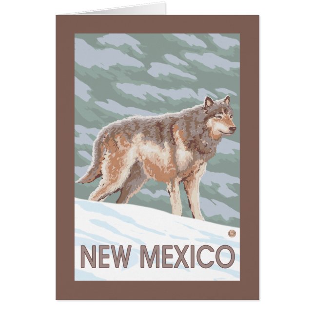 Grå Varg StåendeNew Mexico Hälsningskort (Framsidan)