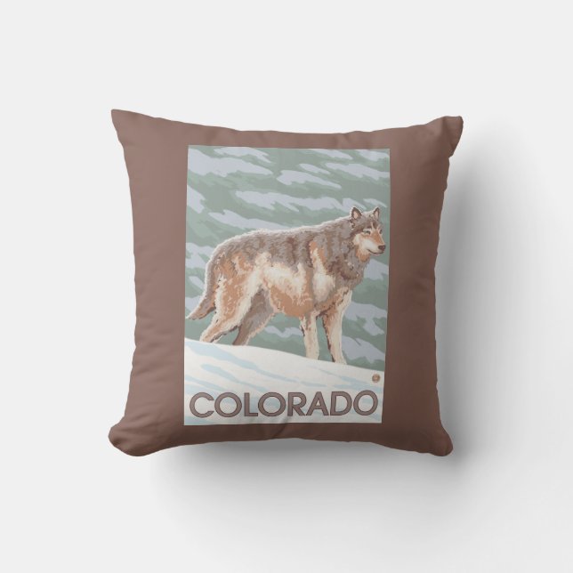 Grå varg StandingColorado Kudde (Framsida)