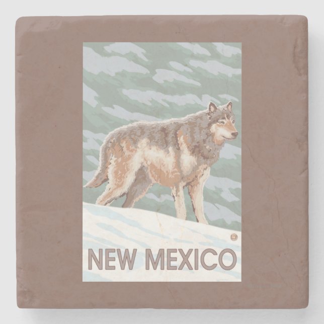 Grå varg StandingNew Mexico Stenunderlägg (Framsidan)