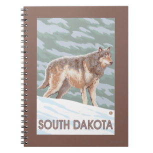 Grå varg StandingSouth Dakota Anteckningsbok Med Spiral