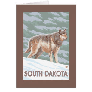 Grå varg StandingSouth Dakota Hälsningskort