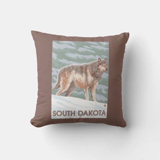 Grå varg StandingSouth Dakota Kudde (Framsida)
