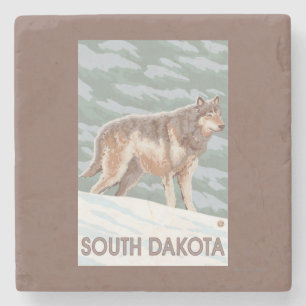 Grå varg StandingSouth Dakota Stenunderlägg