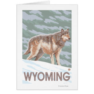 Grå varg StandingWyoming Hälsningskort