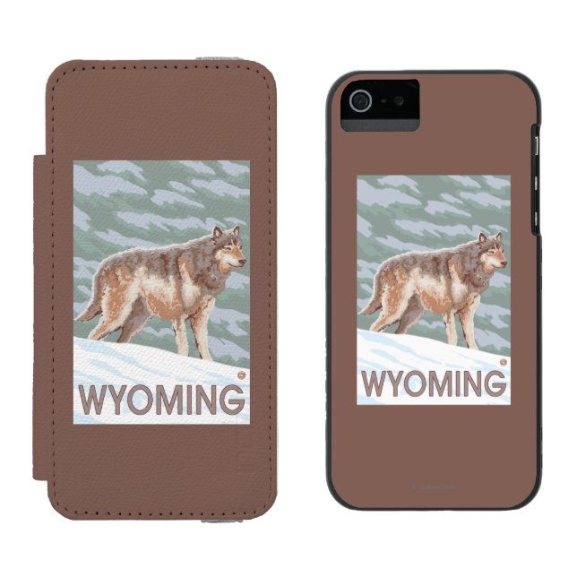Grå varg StandingWyoming Incipio iPhone Wallet Skal (Sida vid Sida)