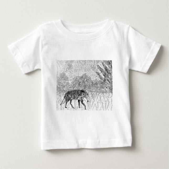 Grå Varg Vilda Djur Tee Shirt (Framsida)