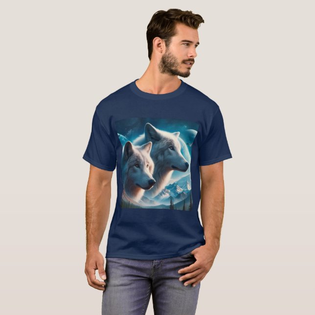 Grå Vargar Blå Herr  T Shirt (Hel framsida)