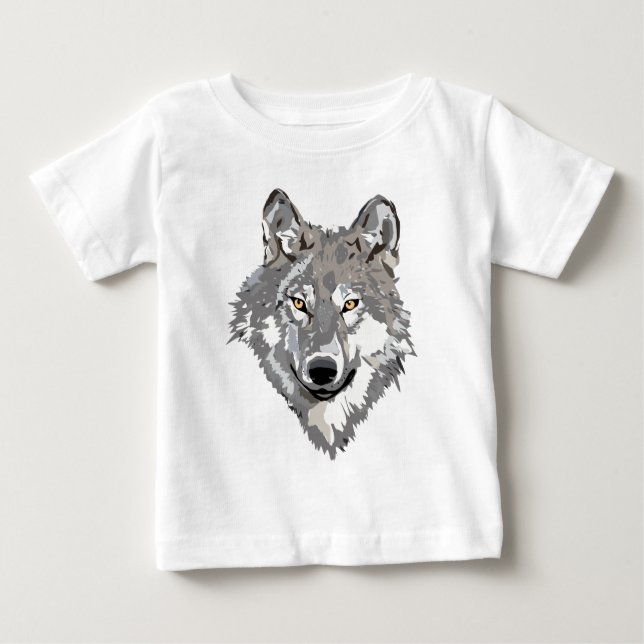 Grå vargdesign tee shirt (Framsida)