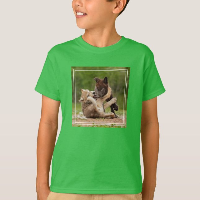 Grå vargvalpar bryter t shirt (Framsida)